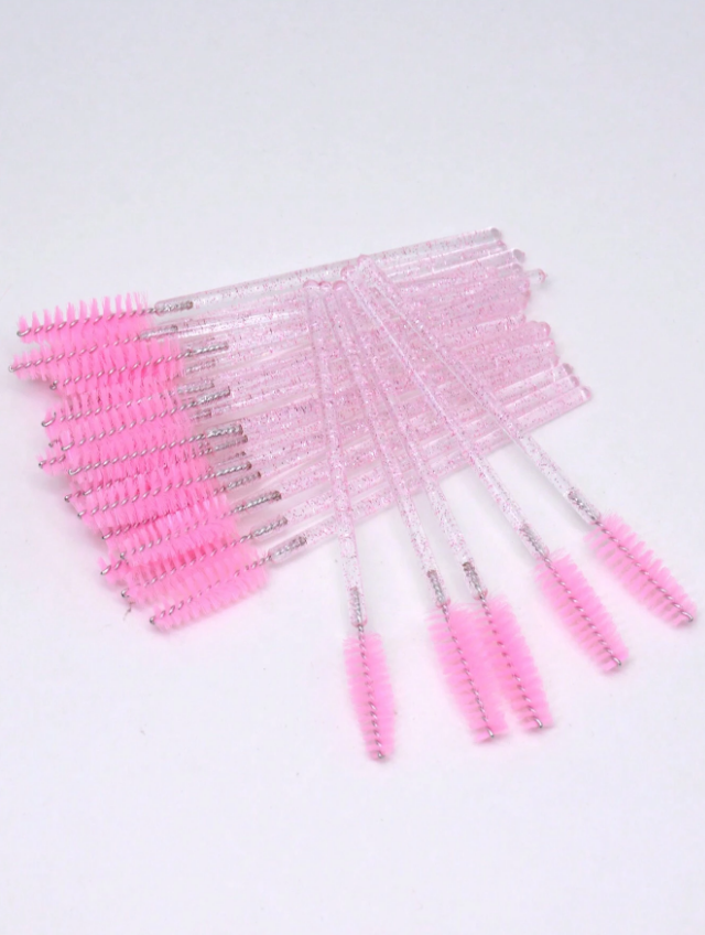 Mascaraborste 50-pack Glitter Ljusrosa - LashiaMegastore/Shop Lashia