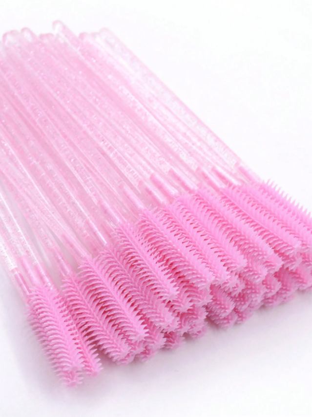 Mascaraborste silikon 50-pack Rosaglittrig - LashiaMegastore/Shop Lashia